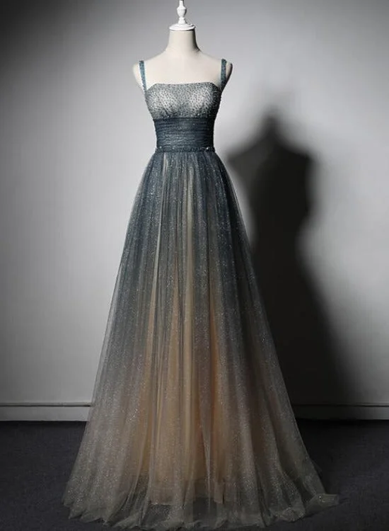 Shiny Tulle Beaded Straps Floor Length Evening Dress Party Dress, A-line Long Formal Dress Tunics Practical durable Shiny Tulle Beaded Straps Floor Length Evening Dress Party Dress, A-line Long Formal Dress Tunics Practical durable
