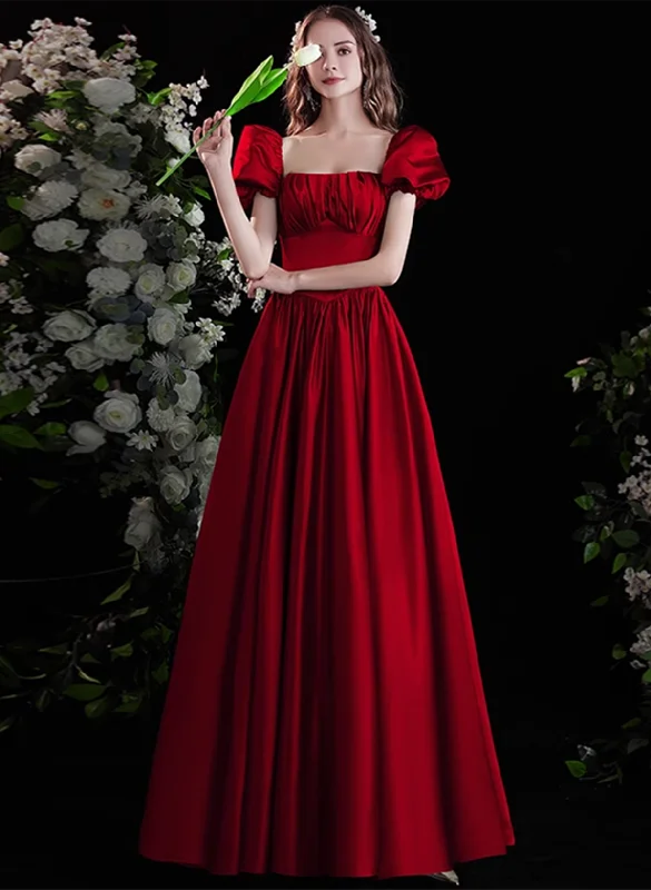 Wine Red Short Sleeves Scoop Long Party Dress, Wine Red Satin Prom Dress Formal Dress Tunics Top Casual Wine Red Short Sleeves Scoop Long Party Dress, Wine Red Satin Prom Dress Formal Dress Tunics Top Casual