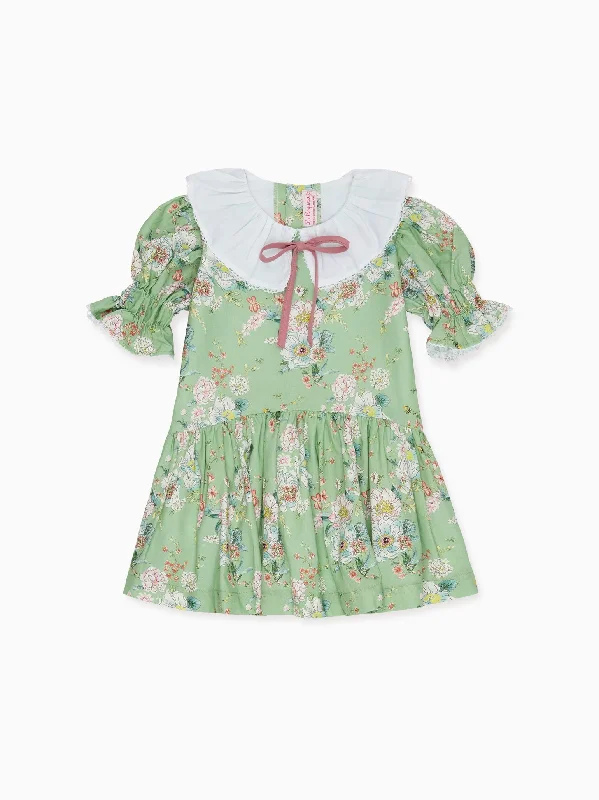 Sage Floral Izara Girl Drop Waist Dress Tunics Versatile stylish