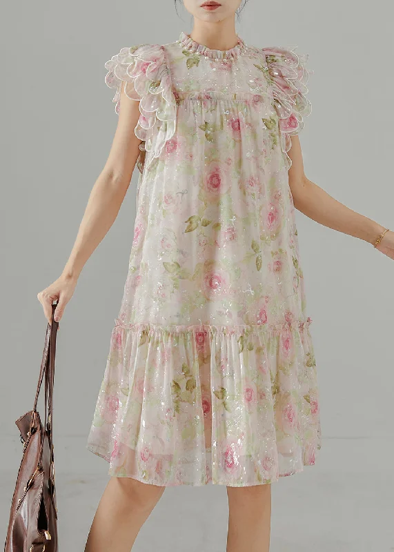 Modern White Sequins Print Silk Party Dress Summer Tunics Polka dots