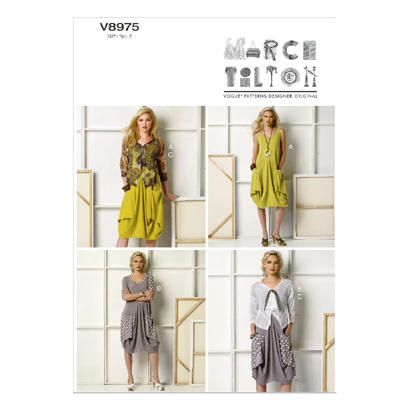 Vogue Pattern V8975 Misses' Dress and Jacket Tiered Jacket Buttoned Jacket Zippered Jacket Vogue Pattern V8975 Misses' Dress and Jacket Tiered Jacket Buttoned Jacket Zippered Jacket