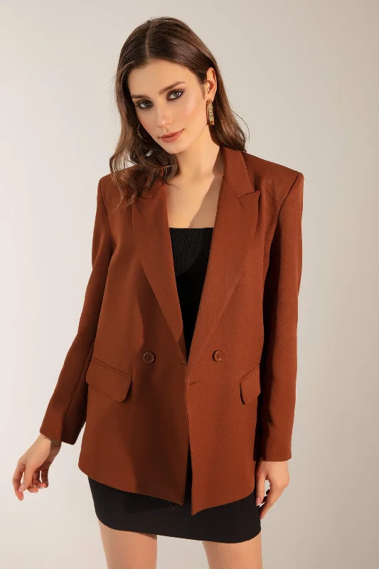 Woman Oversize Buttoned Blazer Jacket Nylon Jacket Polyester Jacket Spandex Jacket