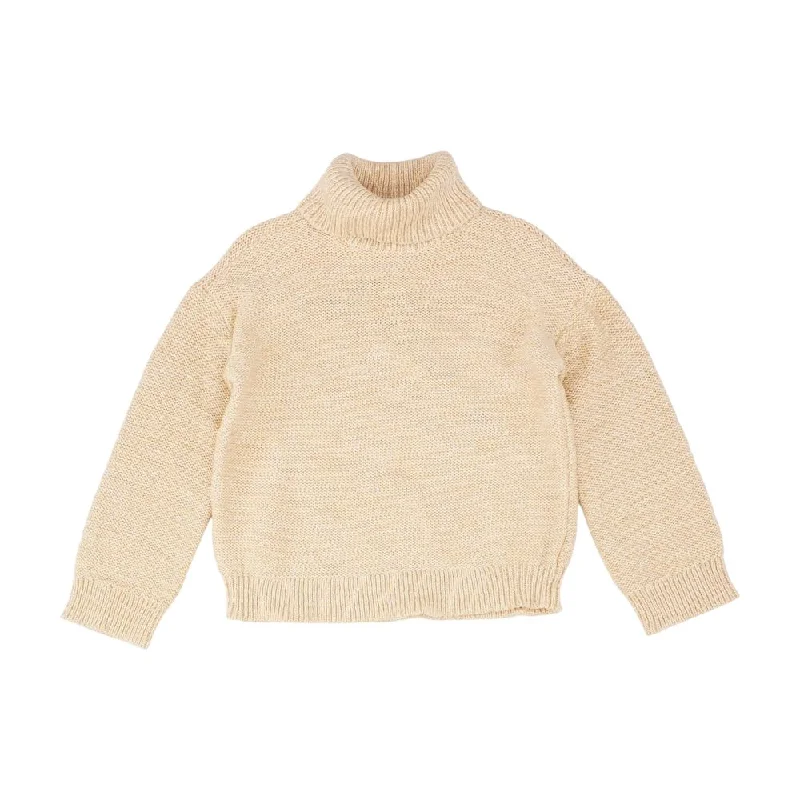 Nude Solid Turtleneck Sweater Seamless Knitted Crochet