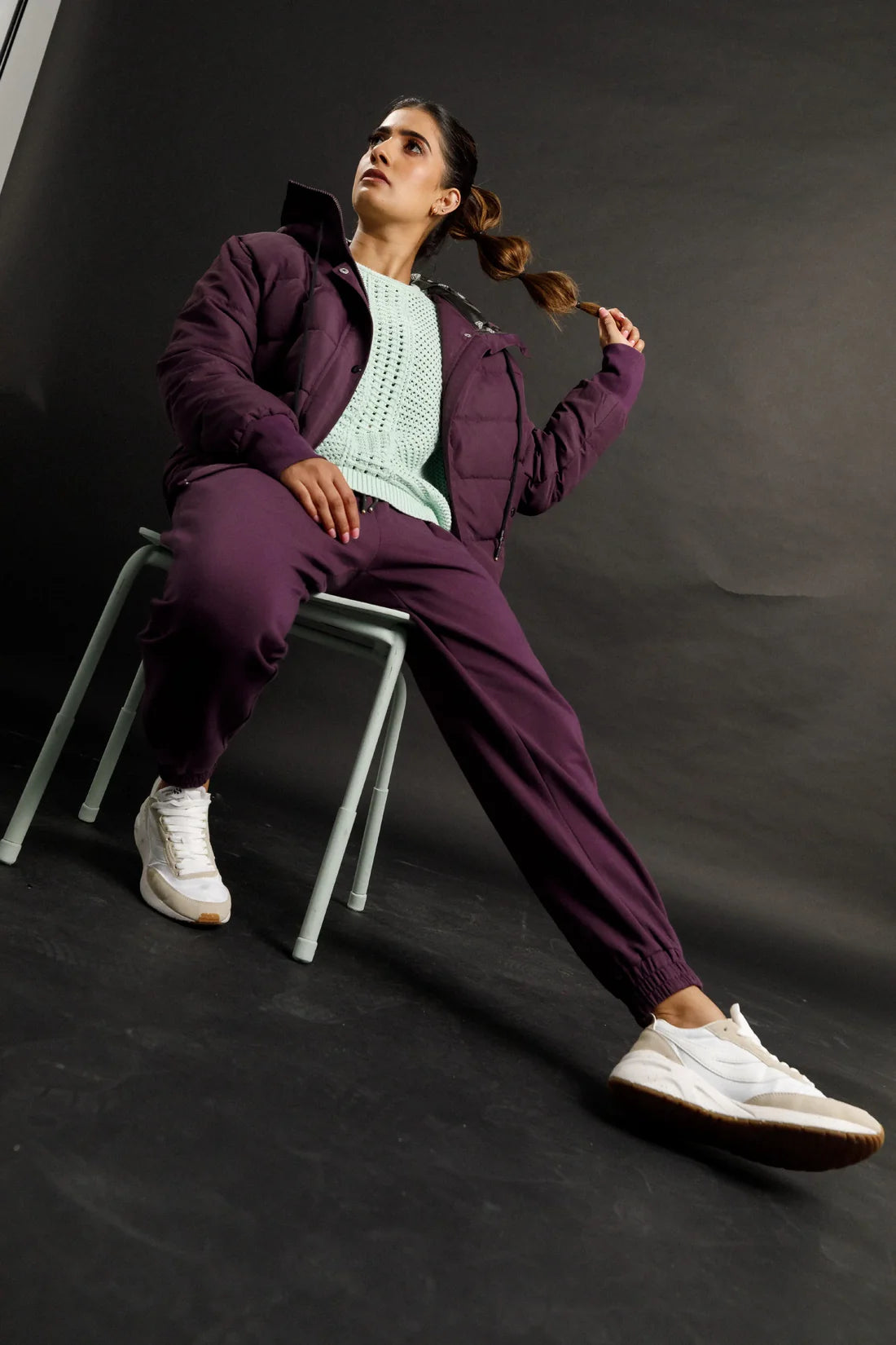 Plum Parker Pants Stylish Slim Trousers