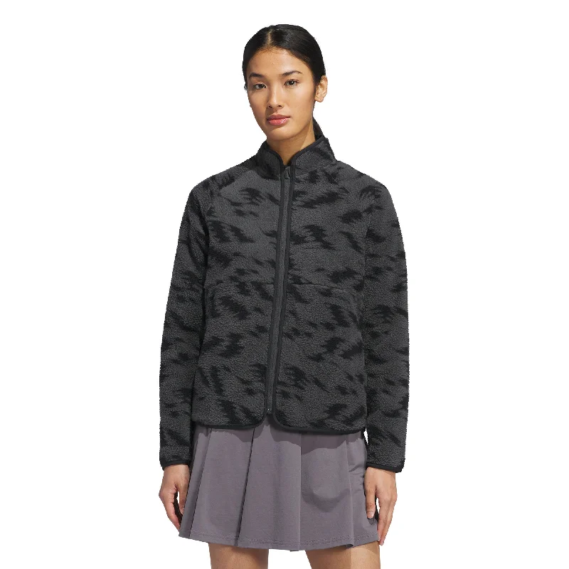 Adidas Printed Fleece Womens Golf Jacket Knit Fabric Woven Fabric Fleece Fabric