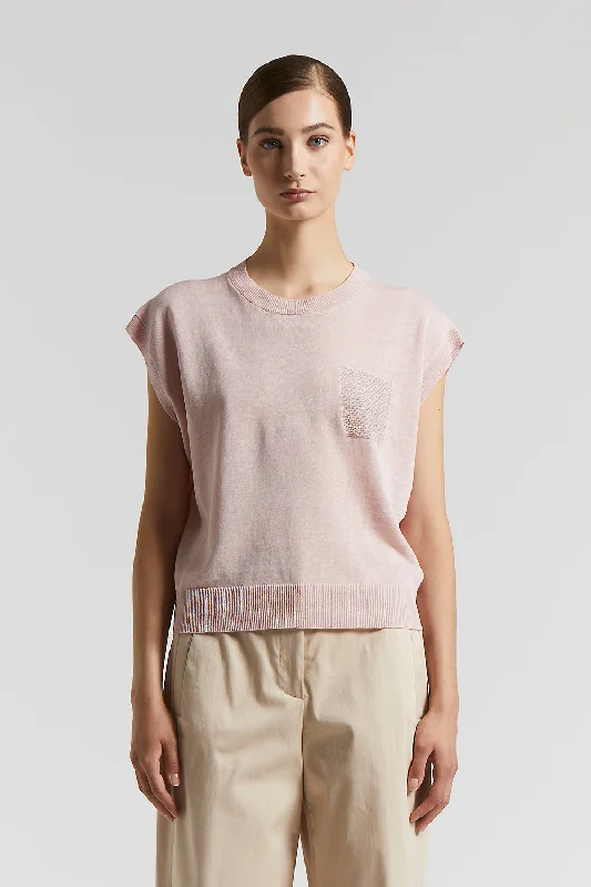 Linen and cotton sweater Elasticated Padded Insulated