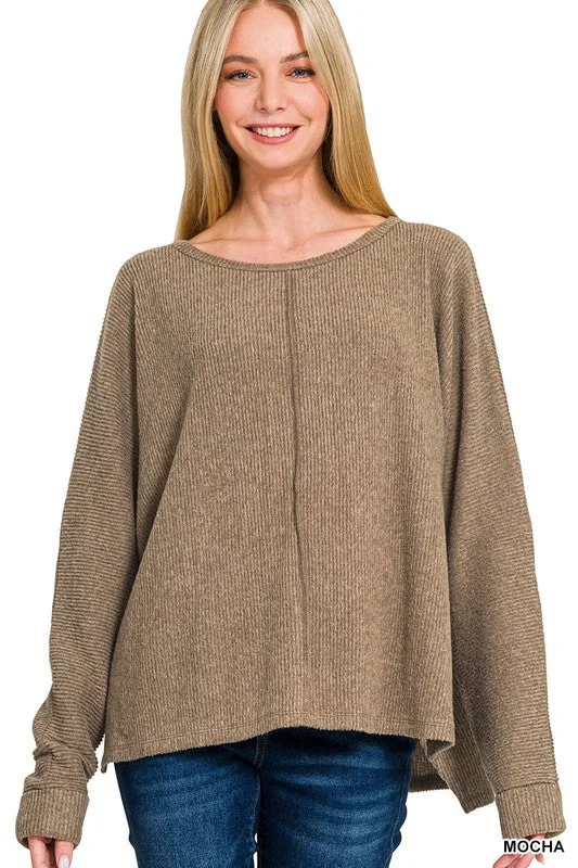 Center Of Attention Mocha Ribbed Dolman Sleeve Sweater (Size Small/Medium) Casual Formal Business Center Of Attention Mocha Ribbed Dolman Sleeve Sweater (Size Small/Medium) Casual Formal Business