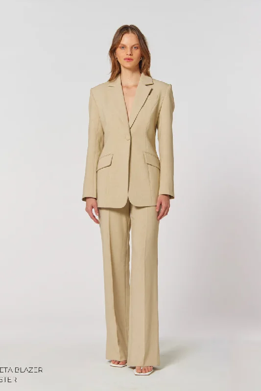 Kianna Greta Pant - Oyster Slim Fit Casual Pants