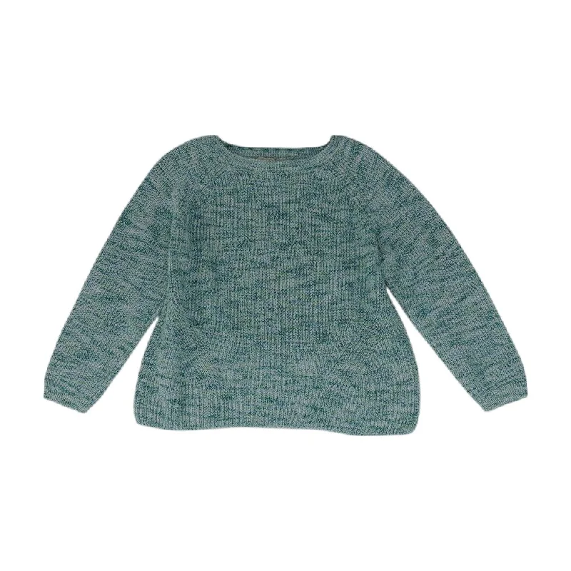 Green Misc Crewneck Sweater Solid Color Striped Floral Print