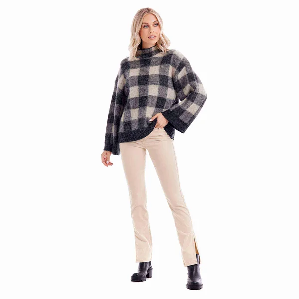 Jenson Black Plaid Sweater by Mudpie Satin Fabric Silk Fabric Chiffon Fabric