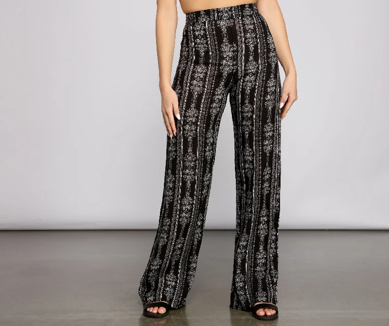 Effortless Beauty Boho Wide-Leg Pants Formal Slim Pants