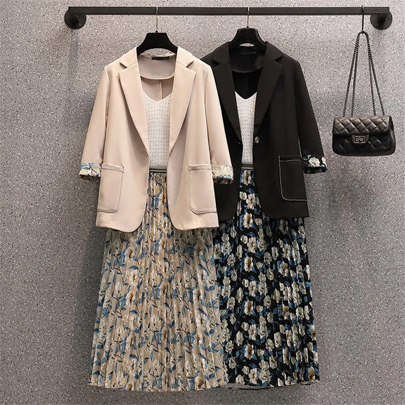 Retro Blazer And Skirt Set Plus Size Women's 2022 Spring Summer Casual Suit Jacket Printed Floral Skirt 2 Piece Lady Outfit M16 Notch Collar Jacket Peter Pan Collar Jacket Cowl Neck Jacket Retro Blazer And Skirt Set Plus Size Women's 2022 Spring Summer Casual Suit Jacket Printed Floral Skirt 2 Piece Lady Outfit M16 Notch Collar Jacket Peter Pan Collar Jacket Cowl Neck Jacket