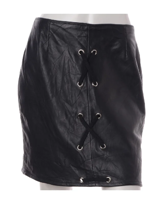 Label Scarlet Lace Up Leather Skirt floral skirt print