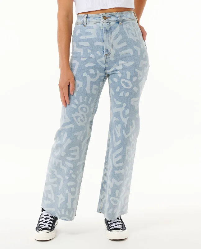 The Search Denim Holiday Denim Pant - Light Blue Formal Wide-Leg Pants