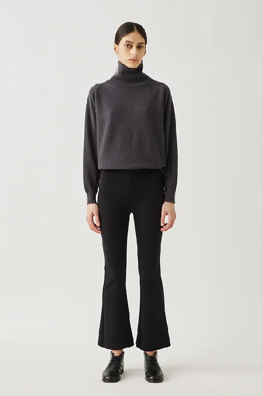Neoprene Flared Crop Pants in Black Comfortable Fleece Pants