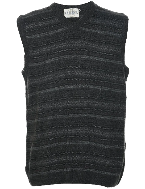 Dark Grey Sweater Vest - M Satin Blend Silk Blend Wool Blend