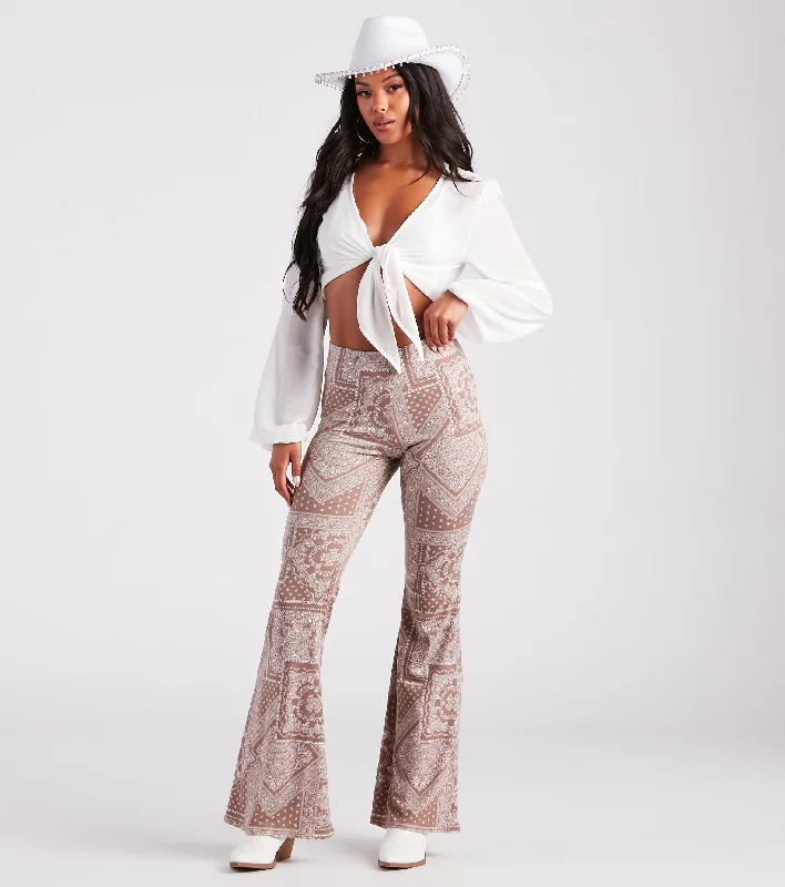Casual Boho Vibes Paisley Flare Pants Soft Stretch Leggings