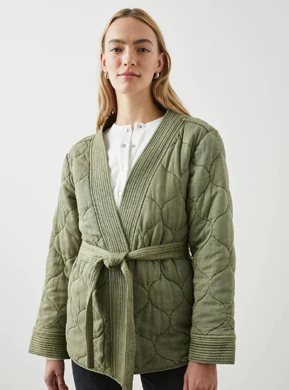 Monterey Jacket in Washed Olive Satin Fabric Silk Fabric Chiffon Fabric