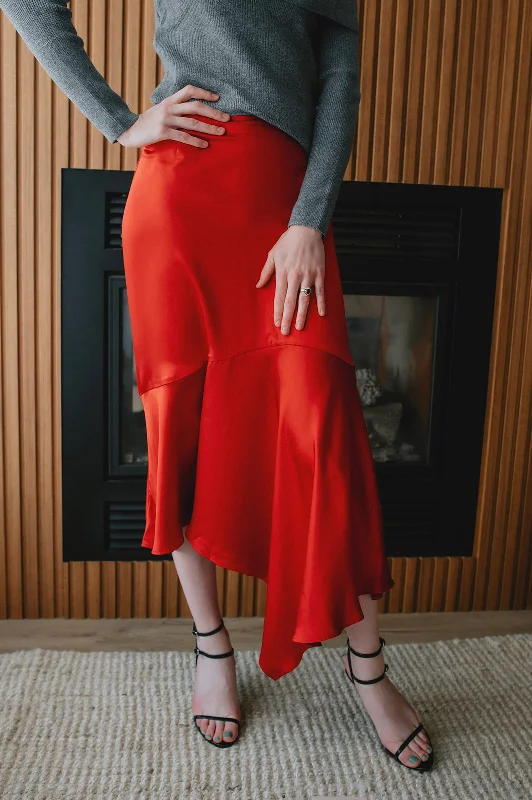 The Lucille Skirt - Red zip skirt side