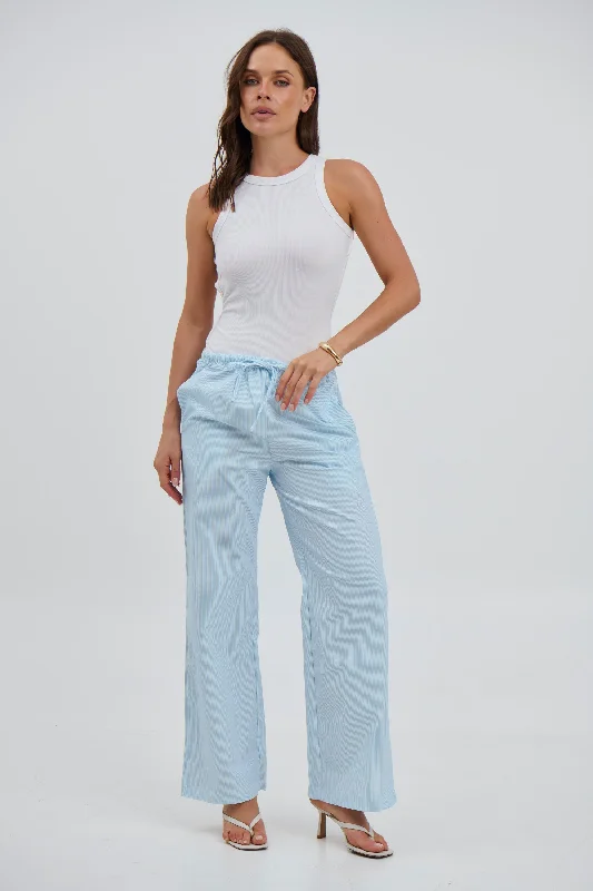 Xander Stripe Pant Blue - FINAL SALE Soft Stretch Trousers