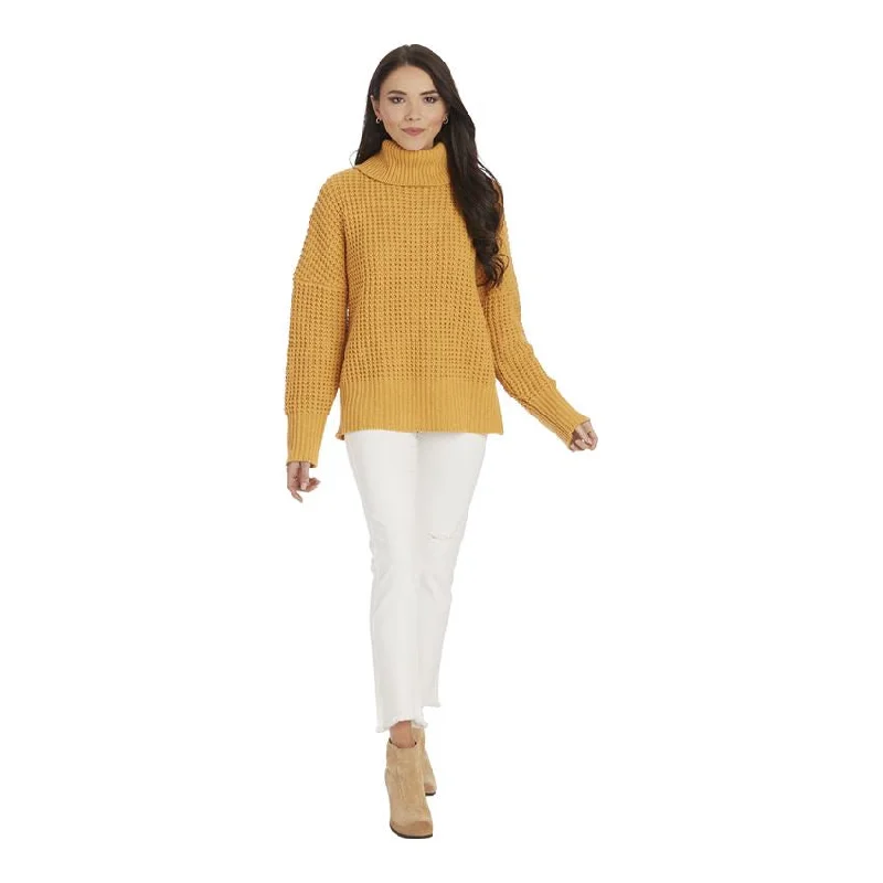 Randi Waffle Sweater in Mustard by Mudpie Mesh Fabric Canvas Fabric Denim Fabric