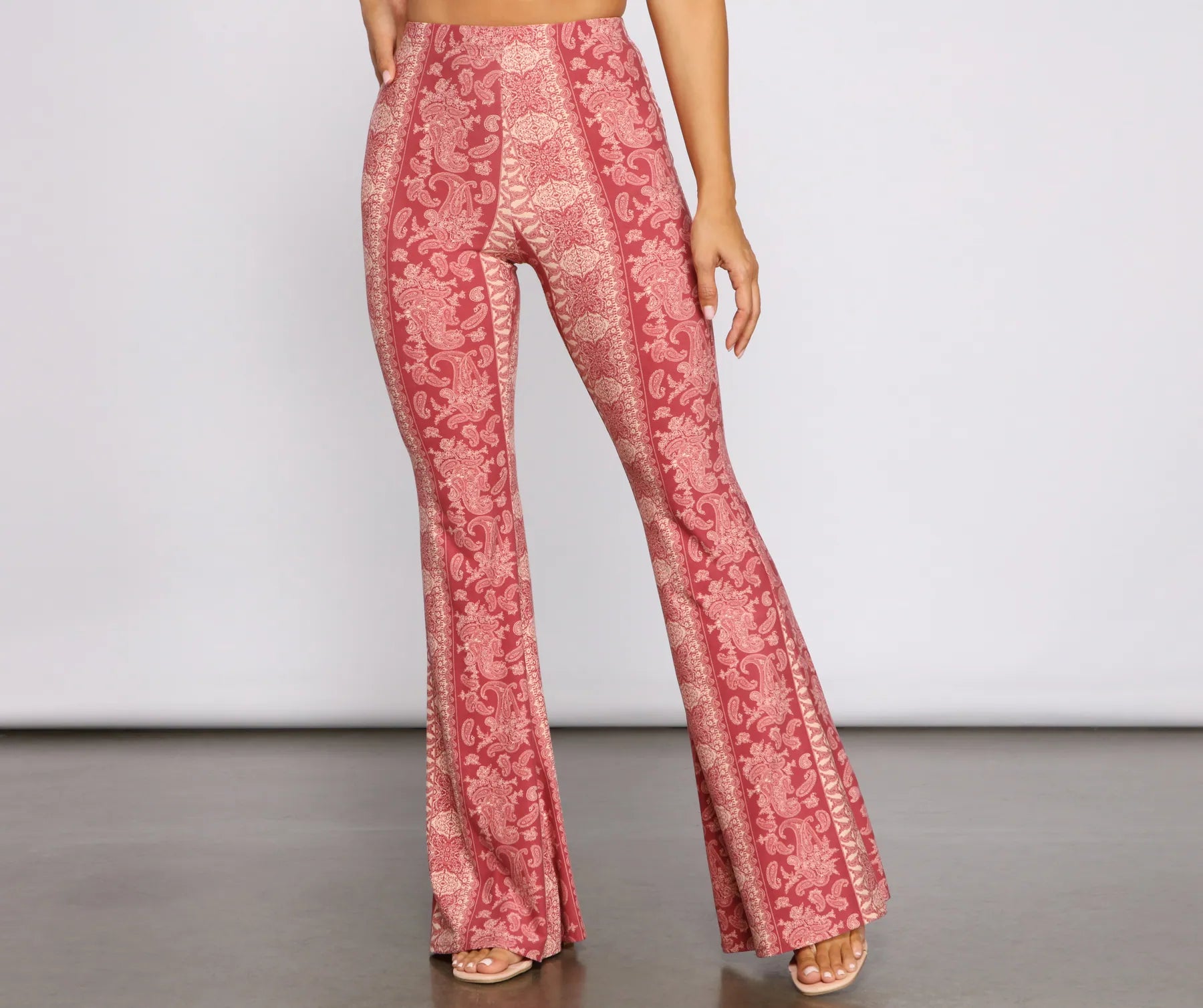 Bohemian Mood Paisley Flared Pants Comfortable Fleece Pants