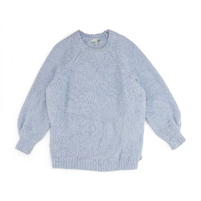 Blue Solid Crewneck Sweater Machine Wash Dry Clean Hand Wash