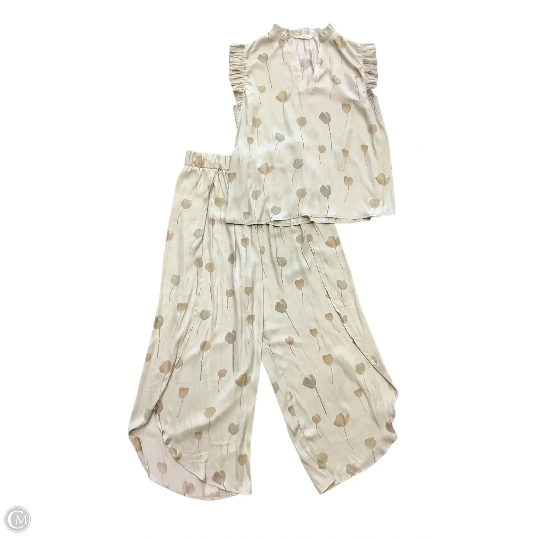 Pants Set 2pc By Cmc In Green & Tan, Size: M Elegant High-Waist Pants
