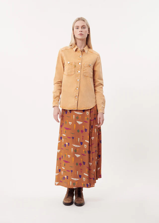 Chi Skirt Vase Print denim skirt trendy