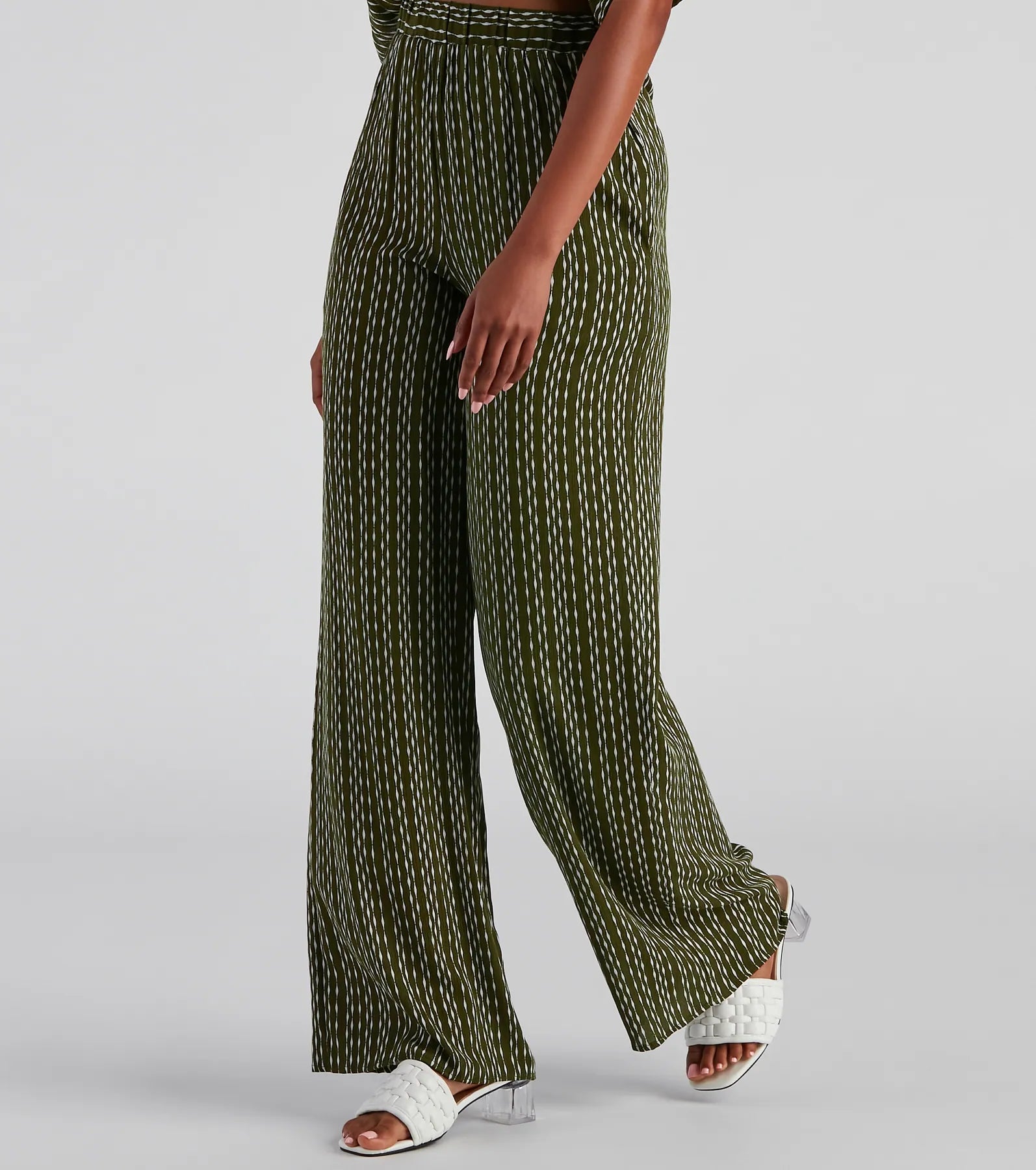 In Line High Rise Striped Pants Classic Chino Pants