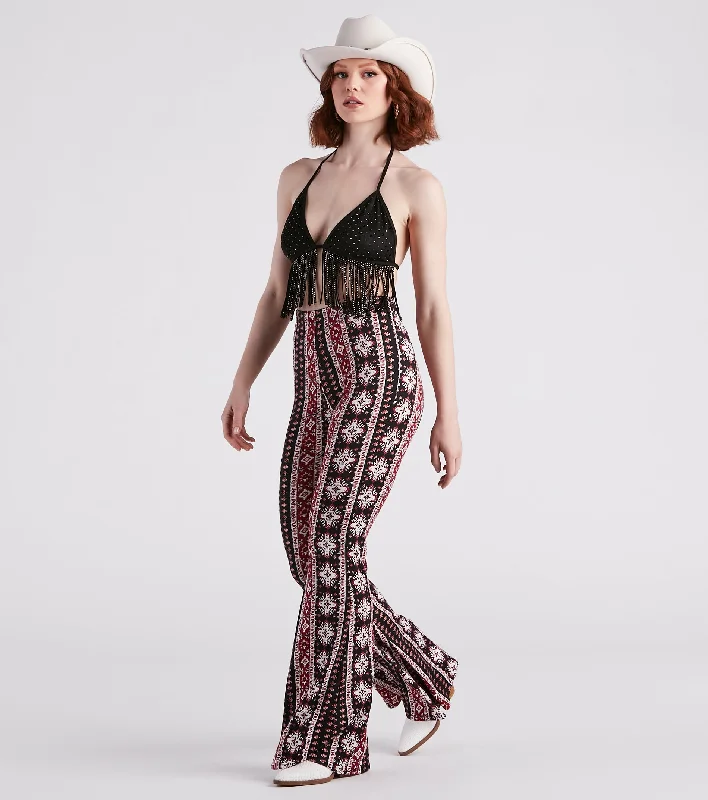 Here Comes The Sun Striped Flare Pants Stylish Slim Trousers