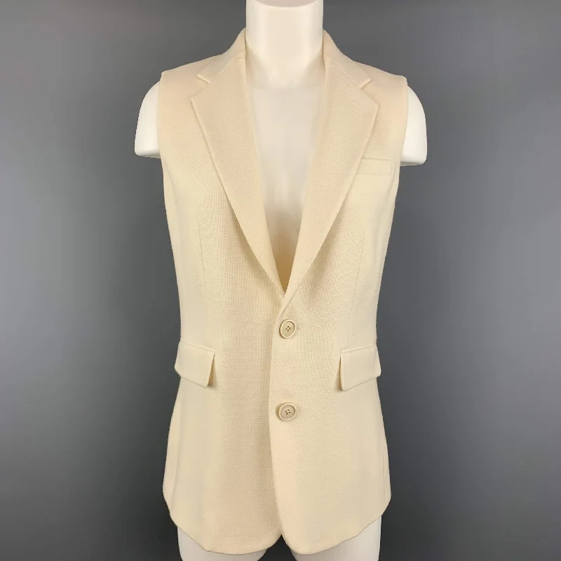 RALPH LAUREN Size 6 Beige Wool Sleeveless Blazer Jacket Faux Fur Jacket Real Fur Jacket Shearling Jacket RALPH LAUREN Size 6 Beige Wool Sleeveless Blazer Jacket Faux Fur Jacket Real Fur Jacket Shearling Jacket
