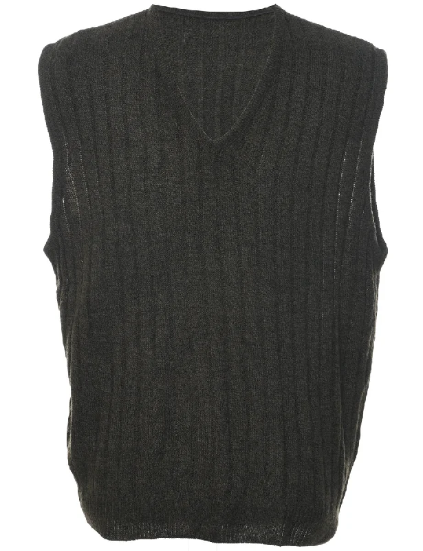 Dark Grey Sweater Vest - XL Chenille Blend Fleece Blend Nylon Blend