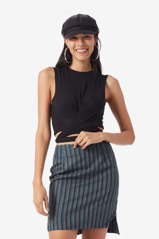 Striped Mini Skirt - Tiyi ribbed skirt waist