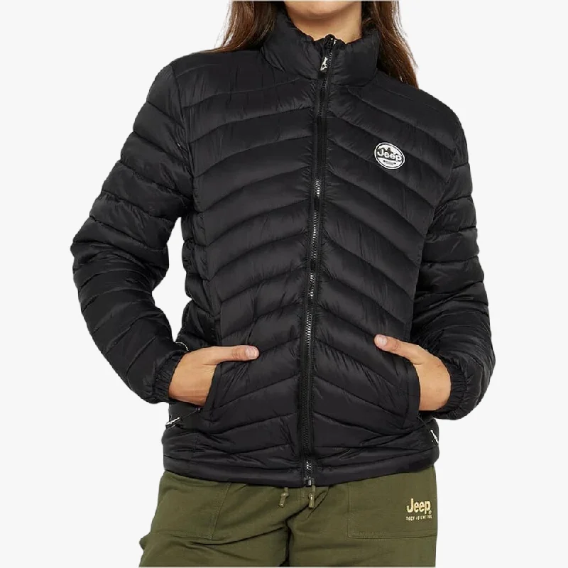 Jeep Womens Core Puffer Jacket Black Striped Jacket Polka Dot Jacket Floral Jacket