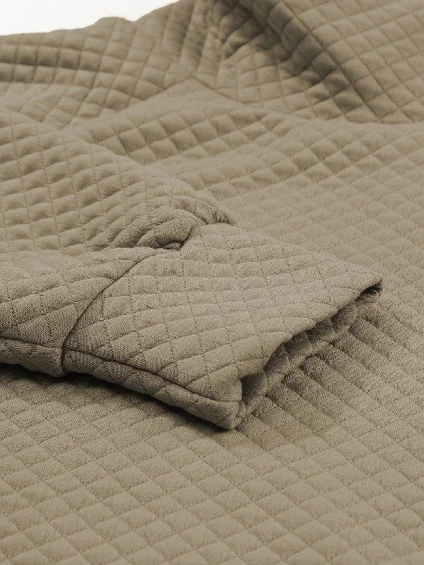 Elegant Quilted Sweater Welt Pockets Slit Pockets Flap Pockets