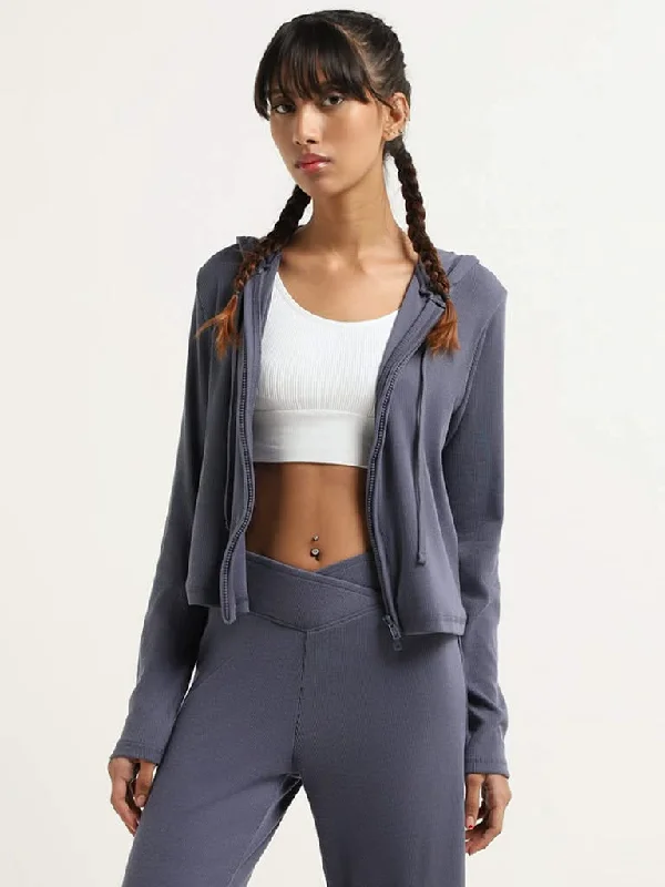 Superstar Blue Hoodie Jacket Front Pockets Side Pockets Patch Pockets
