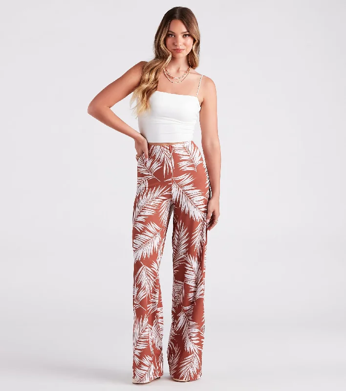 Island Girl High Rise Wide Leg Pants Trendy Printed Pants