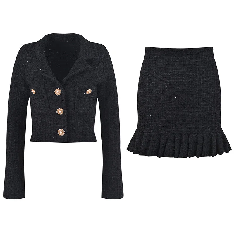 Ruffle top skirt suit denim skirt stylish