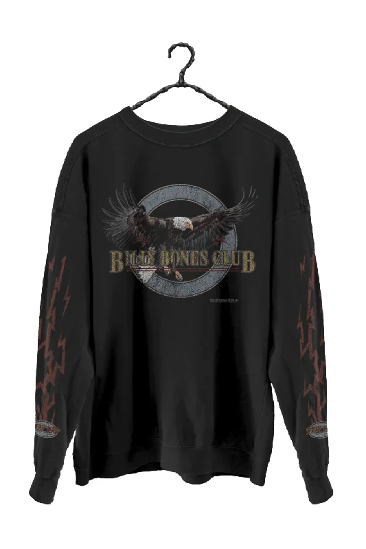 BILLY BONES RAMBLIN EAGLE CREW SWEATER - VINTAGE BLACK Machine Wash Dry Clean Hand Wash