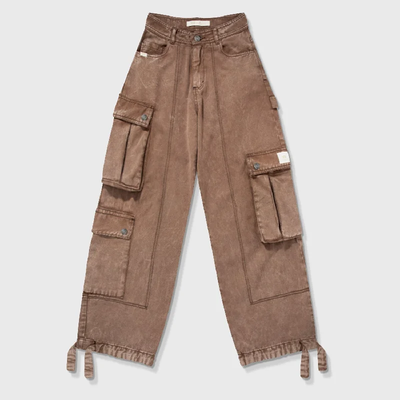 Cargo Multi-Pocket Pants - Washed Brown Chic Black Leggings