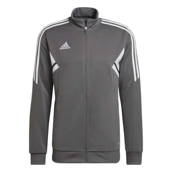 ADIDAS WOMEN'S CONDIVO 22 TRACK JACKET -GREY/WHITE Welt Pockets Slit Pockets Flap Pockets ADIDAS WOMEN'S CONDIVO 22 TRACK JACKET -GREY/WHITE Welt Pockets Slit Pockets Flap Pockets