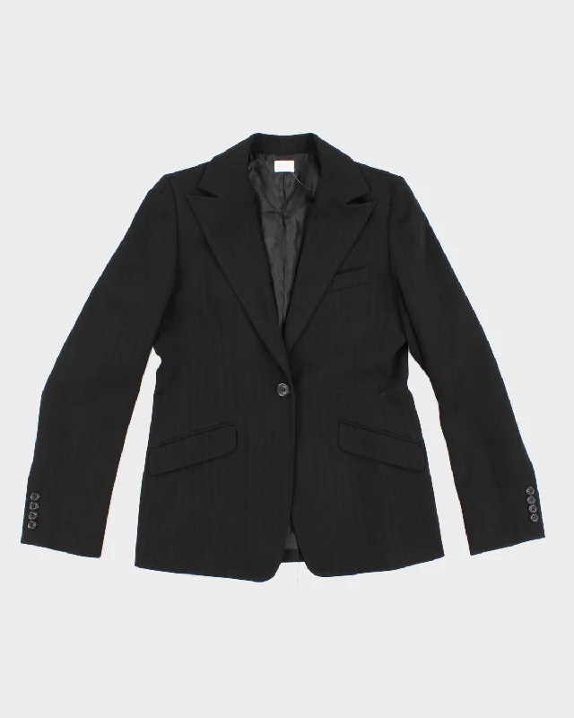 Womens Black Pinstripe Blazer Jacket - S Faux Fur Fabric Real Fur Fabric Shearling Fabric Womens Black Pinstripe Blazer Jacket - S Faux Fur Fabric Real Fur Fabric Shearling Fabric