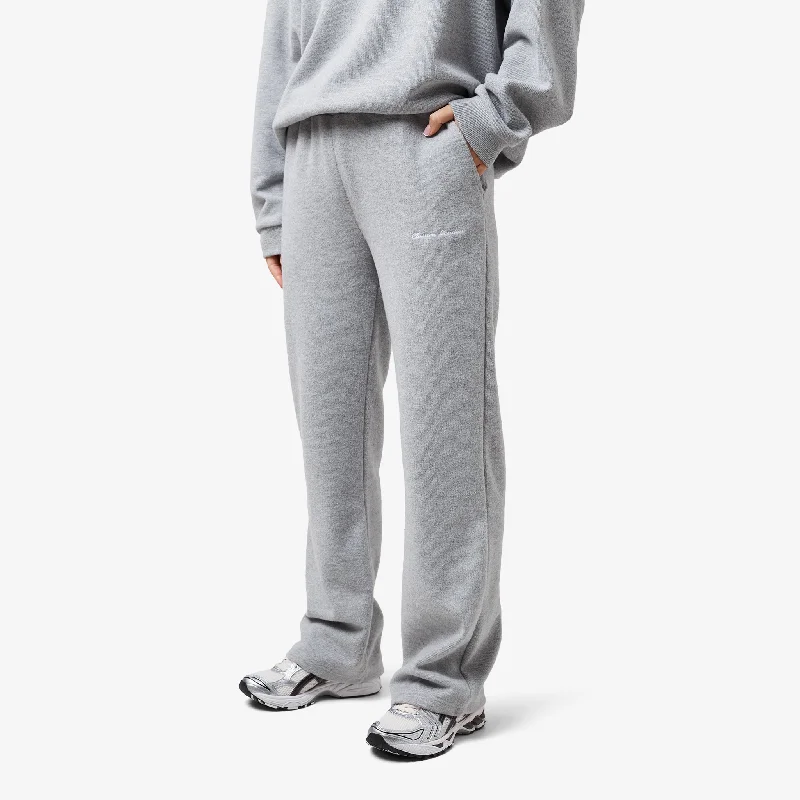 Soft Knit Wide Leg Pant I Grey Marl Soft Stretch Trousers