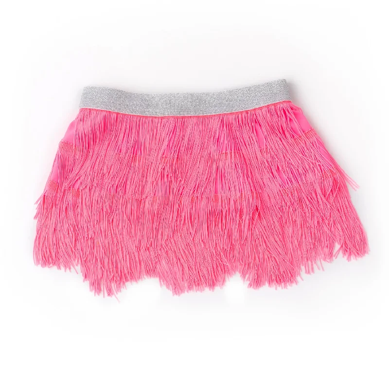 Hot Pink Girls Fringe Skirt Cover Up lace skirt feminine