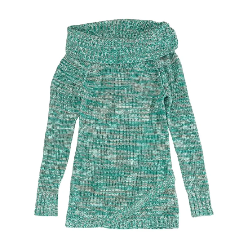 Green MiscCowl Neck Sweater Terry Blend Velvet Blend Canvas Blend