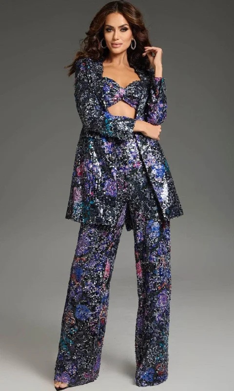 Jovani 25750 - Wide Leg Pants Two Piece Pant Suit Chic Checkered Pants