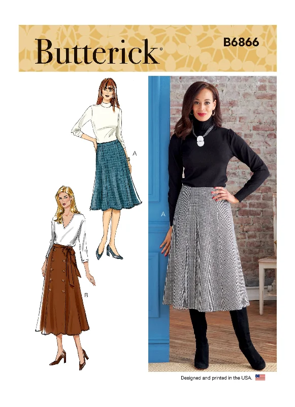 Butterick Pattern B6866 Misses' Skirt and Sash leather skirt modern