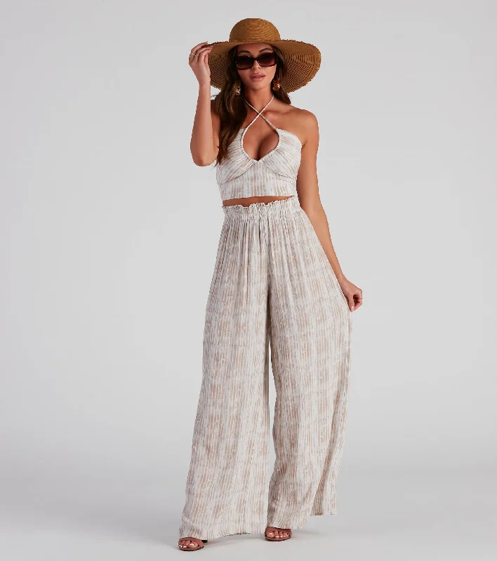 Sangria Please Striped Wide Leg Pants Chic Capri Pants