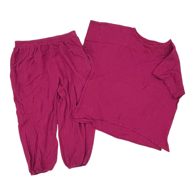 Pants Set 2Pc By Cmf In Pink, Size:1X Cozy Fitted Pants